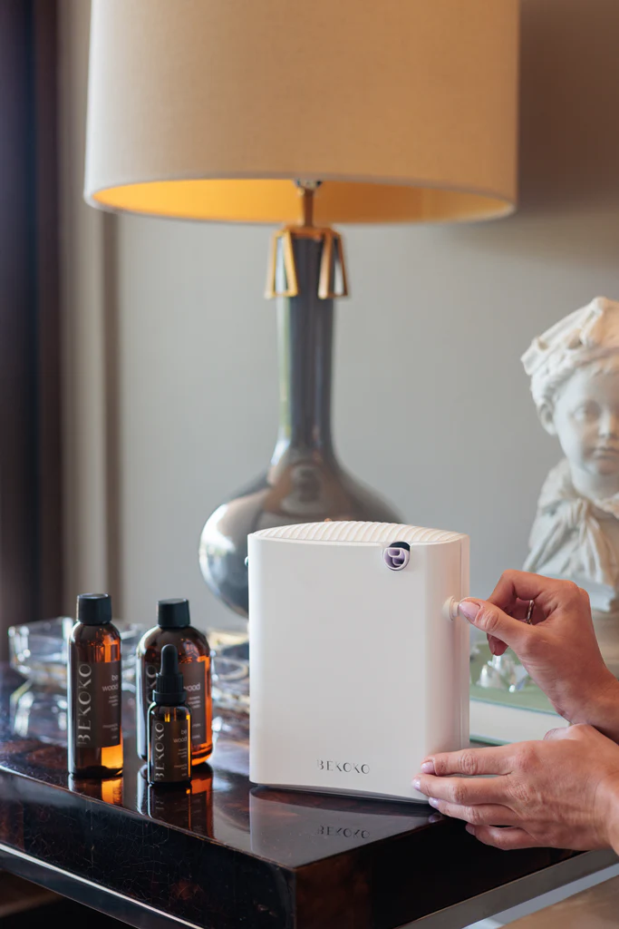 Difusor de aromatización C310 Bluetooth instalado en un living en Pucón
