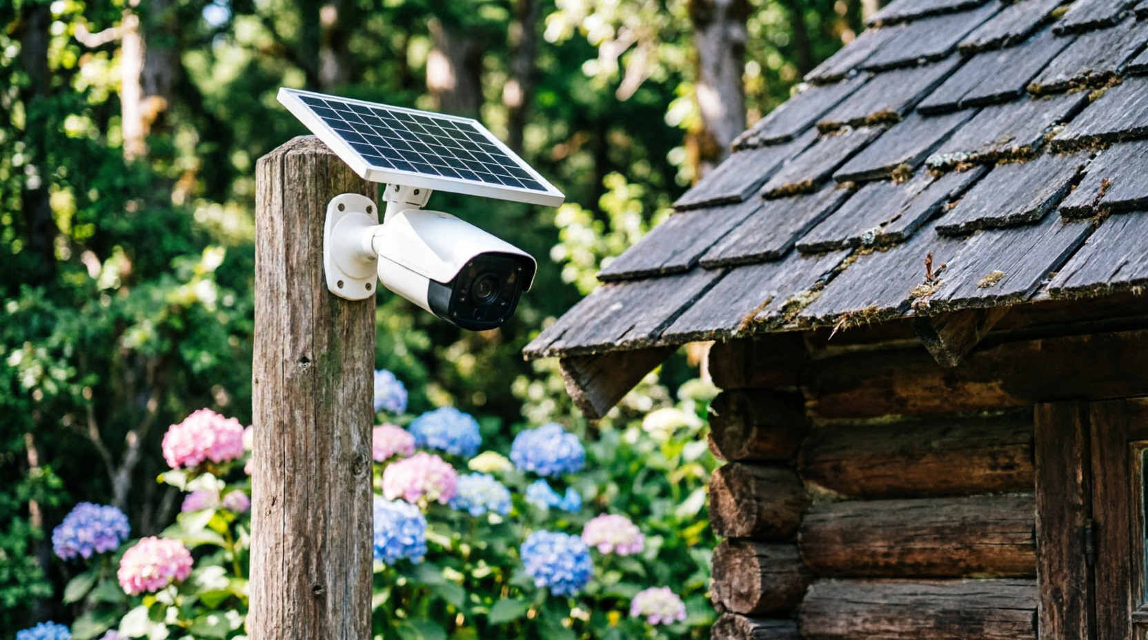 Cámara con panel solar en cabaña de Pucón sin electricidad